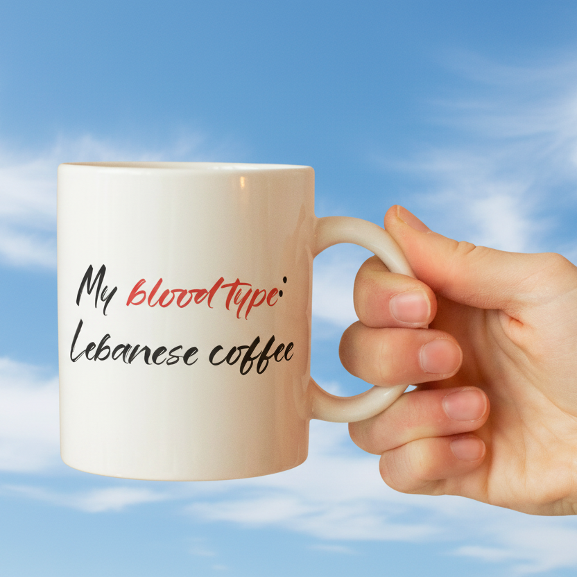 Mug coffee Made in Lebanon, powered by caffeine
