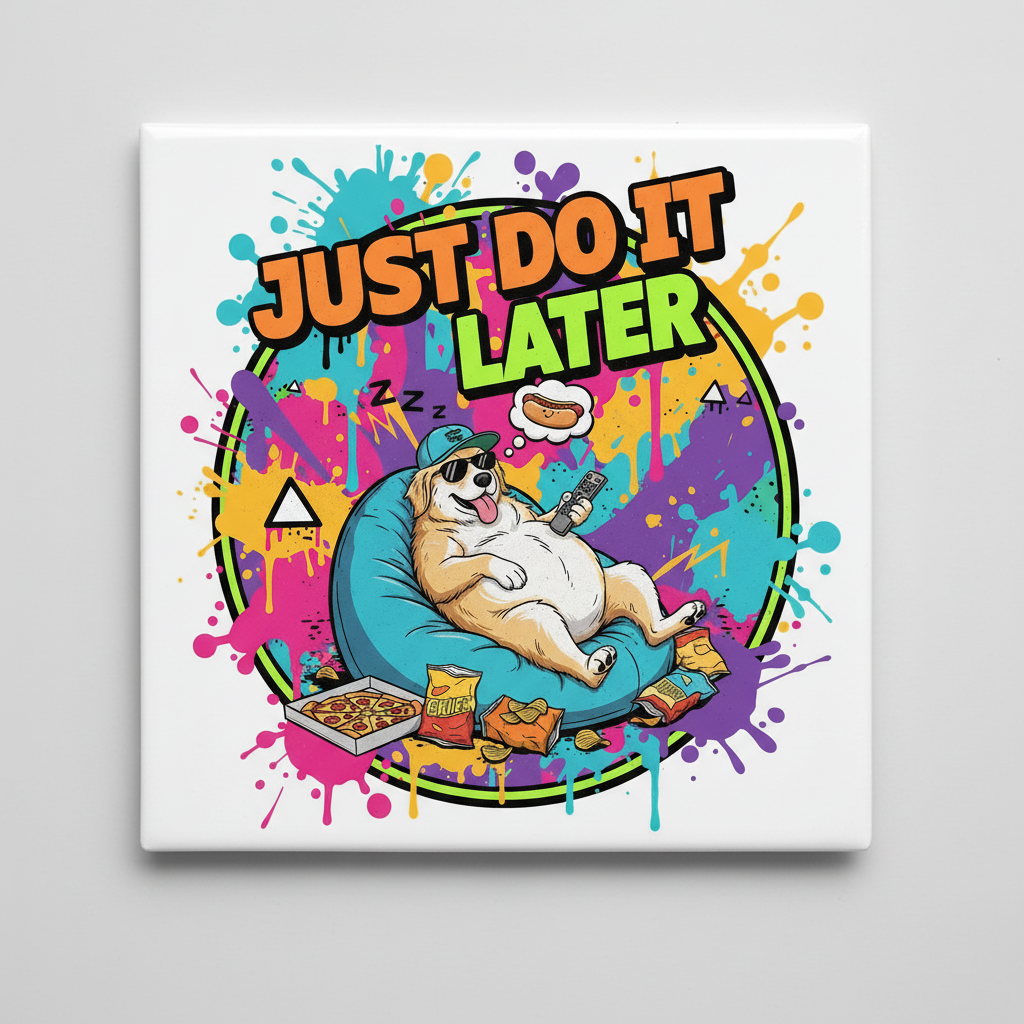 Square Fridge Magnet Badge set just do it later (6,3 cm x 6,3 cm)