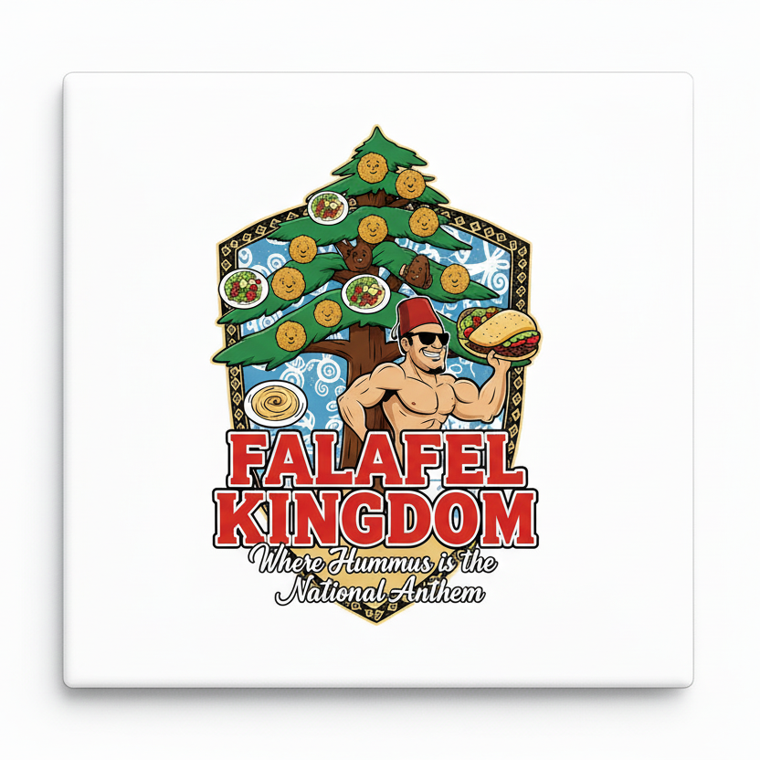 Square Fridge Magnet Badge falafel
